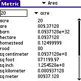formulasMetric for Palm OS